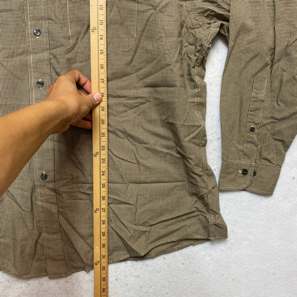 Brooks Brothers Shirt Mens XL Brown 346 Button-Down Micro-Check Cotton - Picture 3 of 8